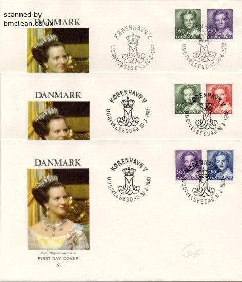 (image for) 1983 Queen Margrethe 6v on 3 Covers