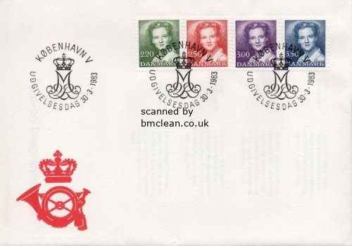 (image for) 1983 Queen Margrethe 2.20 Kr. 2.50 Kr 3.00 Kr & 3.50 Kr. (P.O.)