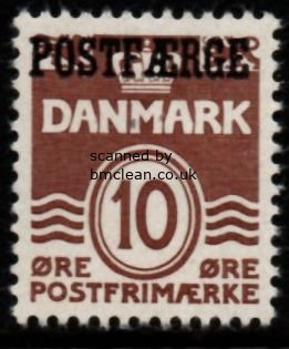 (image for) 1938 10ø Brown 'POSTFÆRGE’ Overprint