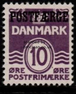 (image for) 1939 10ø Violet 'POSTFÆRGE’ Overprint