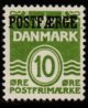 (image for) 1953 10ø Green 'POSTFÆRGE’ Overprint