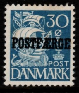 (image for) 1940 30ø Blue Type II 'POSTFÆRGE’ Overprint