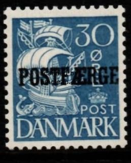 (image for) 1936 30ø Blue Type I 'POSTFÆRGE’ Overprint