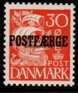 (image for) 1940 30ø Orange Type II 'POSTFÆRGE’ Overprint