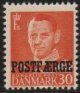 (image for) 1949 30ø Orange 'POSTFÆRGE’ Overprint