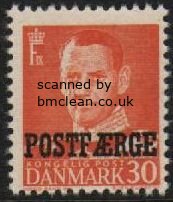 (image for) 1949 30ø Orange 'POSTFÆRGE’ Overprint