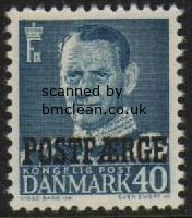 (image for) 1949 40ø Blue 'POSTFÆRGE’ Overprint