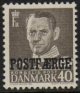 (image for) 1955 40ø Grey 'POSTFÆRGE’ Overprint