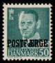 (image for) 1955 50ø Turquoise Green 'POSTFÆRGE’ Overprint