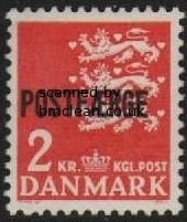 (image for) 1972 2 Kr Vermilion POSTFÆRGE Overprint