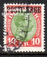 (image for) 1930 10 Kr Green & Red 'POSTFÆRGE’ (Fault)