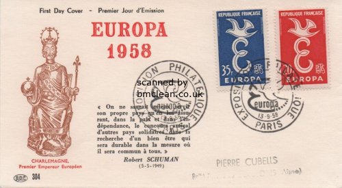 (image for) 1958 Belgium (FDC)