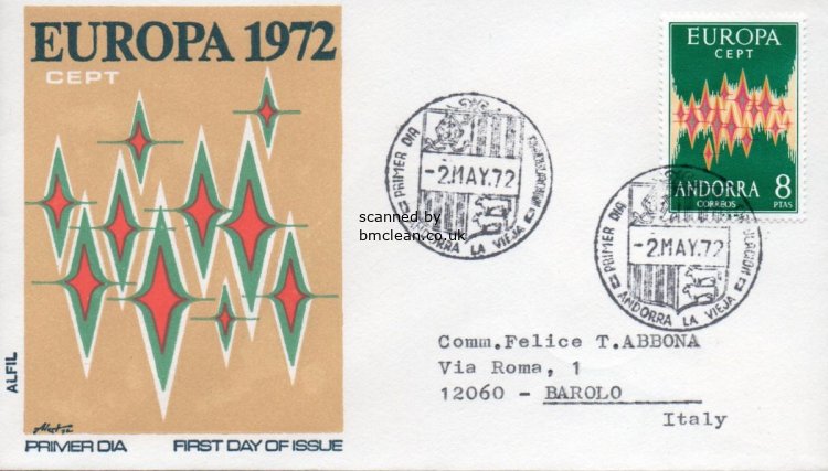 (image for) 1972 Andorra (Spanish) FDC
