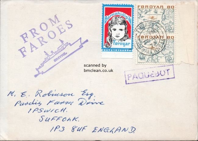 (image for) 1977 Paquebot Cover to England