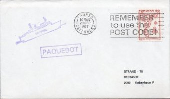 (image for) 1977 Paquebot Cover to Denmark