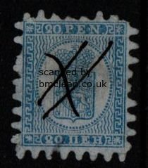 (image for) 1866 20 penni Blue Pen Cancel [25649]