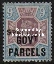 (image for) 1887 - 1900 Government Parcels 9d SPECIMEN