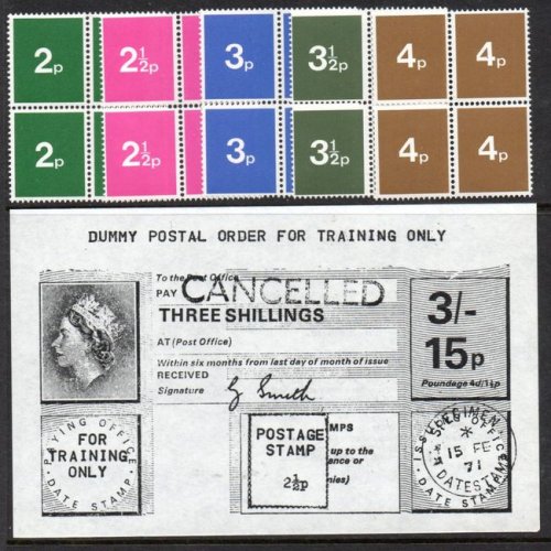(image for) GB 1971 Training Stamps + Dummy P.O.