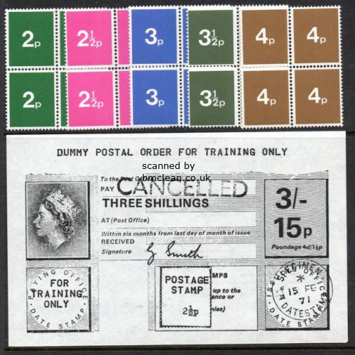 (image for) GB 1971 Training Stamps + Dummy P.O.