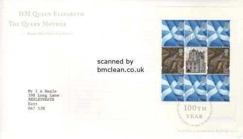 (image for) 2000 Queen Mother Pane FDC