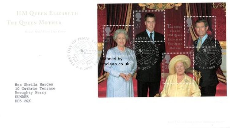 (image for) 2000 Queen Mother 100th Birthday (M/S) FDC