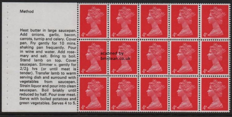 (image for) 1969 Cooks Booklet Pane 3