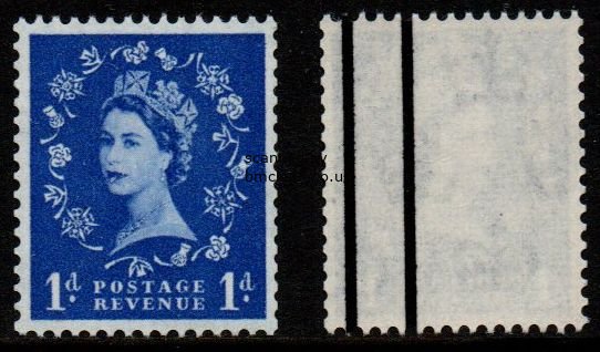 (image for) 1958 Graphite 1d Blue (Lines Misplaced)