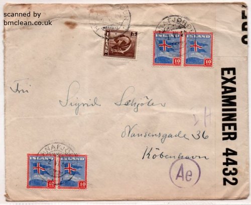 (image for) 1940 Censored Cover to Copenhagen