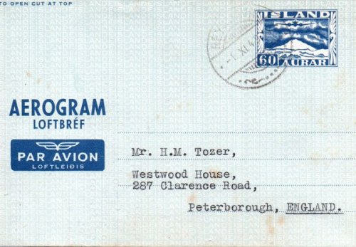 (image for) 1949 Aerogram REYKYAVIK to England