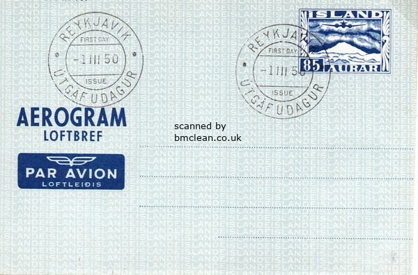 (image for) 1950 Aerogram First Day Cancel