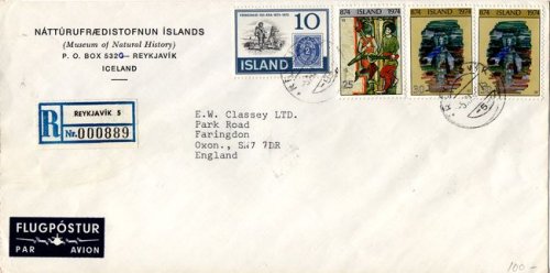 (image for) 1975 Registered Airmail Cover to England