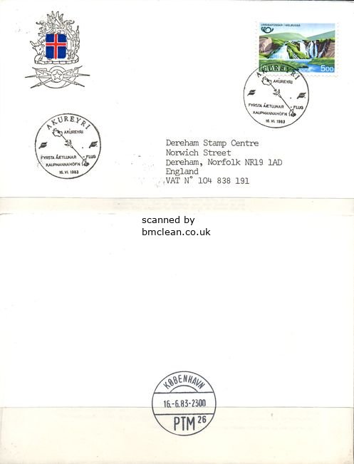 (image for) 1983 Akureyri - Copenhagen Flight Cover