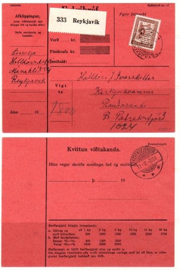 (image for) 1954 Parcel Card - Click Image to Close