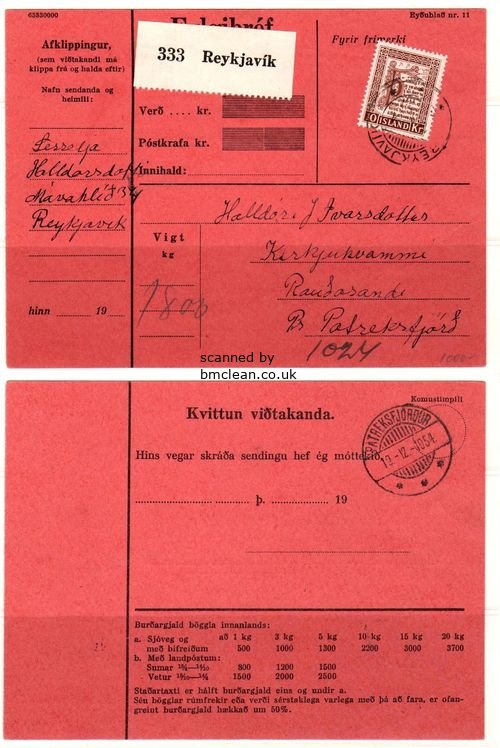 (image for) 1954 Parcel Card