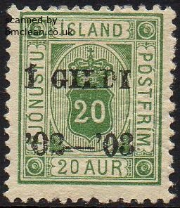 (image for) 1902 Official I GILDI 20a Green Perf 14x13½