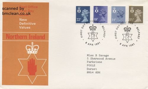 (image for) 1981 Northern Ireland 11½p 14p 18p 22p