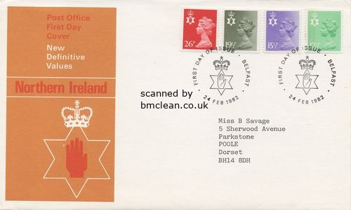 (image for) 1982 Northern Ireland 12½p 15½p 19½p 26p