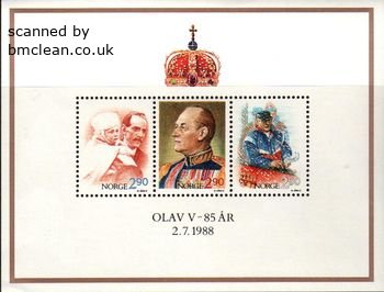 (image for) 1988 King Olav V Birthday M/S