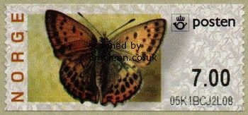 (image for) Butterfly Labels Scarce Copper 7.00 Kr.