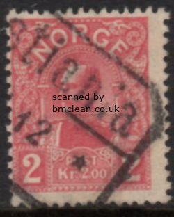 (image for) 1909 Haakon VII 2 Kr Red Die B (F/U)