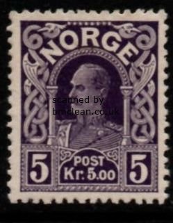 (image for) 1918 Haakon VII 5 Kr Dark Violet