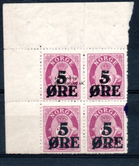 (image for) 1922 Surcharge 5ø on 25ø Magenta (Block)