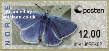 (image for) Butterfly Labels Common Blue 12.00 Kr.