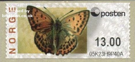 (image for) Butterfly Labels Scarce Copper 13.00 Kr.