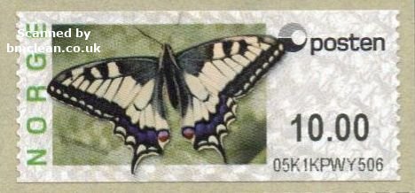 (image for) Butterfly Labels Swallowtail 10.00 Kr.