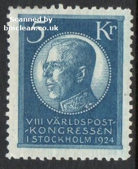 (image for) 1924 8th U.P.U. Congress 5 Kr. Blue