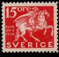(image for) 1936 Tercentenary of Swedish Post 15ø Perf 4 Sides