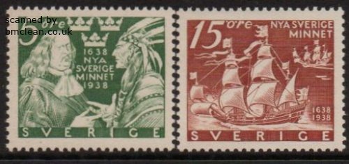 (image for) 1938 New Sweden 2v (Perf all Round)