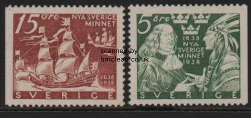 (image for) 1938 New Sweden 2v (Perf 3 sides)