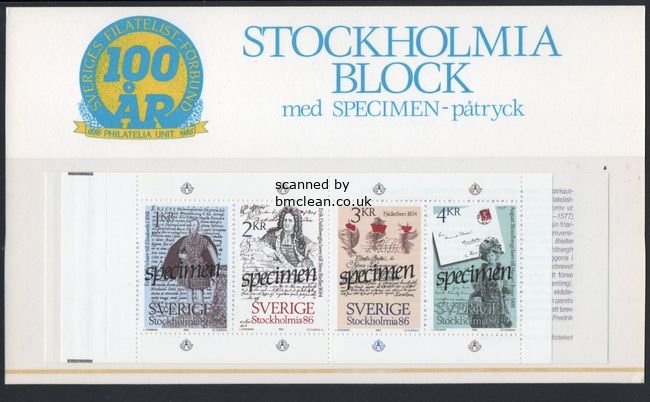 (image for) 1984 Stockholmia 86 (2nd series) Specimen Booklet